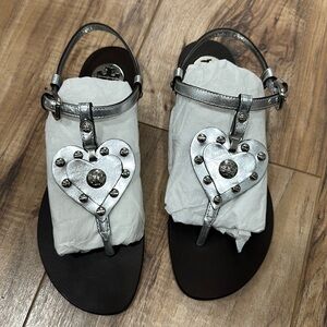 Tory Burch Heart Silver Sandals